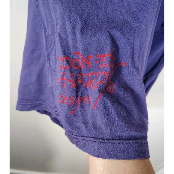 Ed Hardy Love Kills Slowly Men’s Small Purple Graphic Tee Y2K Tattoo Skull 2000s - Picture 4 of 8